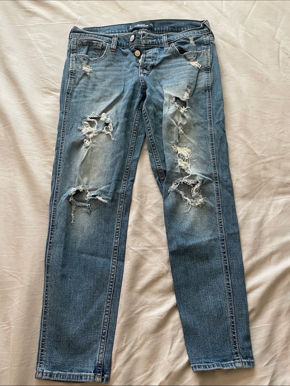 Hollister Women's Distressed Light Blue Skinny Jeans